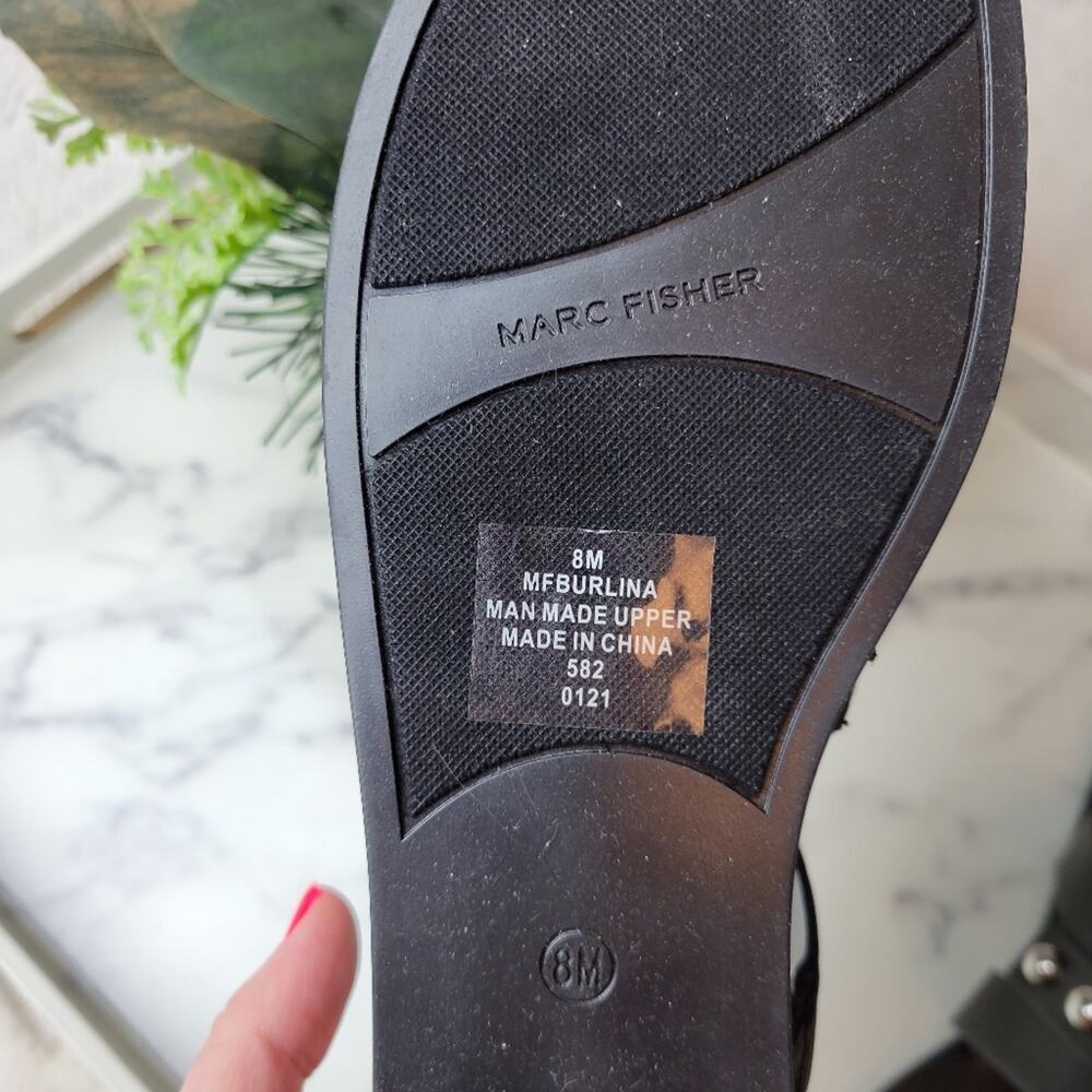🚨NEW MARC FISHER Burlina Black Studded Slide Sandal Size 8 - Picture 6 of 10